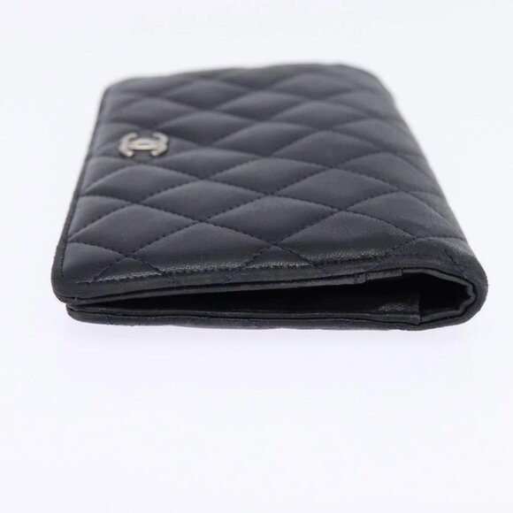 CHANEL Matelasse COCO Mark Long Wallet Leather Black CC Auth 144624 - Picture 8 of 16